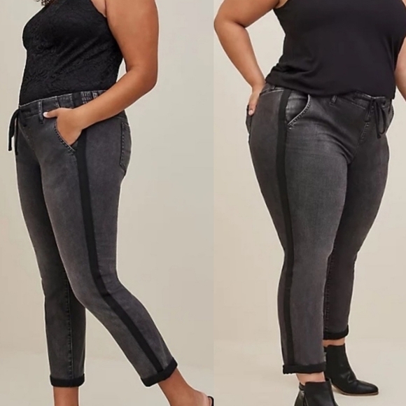 Torrid NWT Pull On Boyfriend Drawstring Pants Stripe Gray 2X - Picture 1 of 12